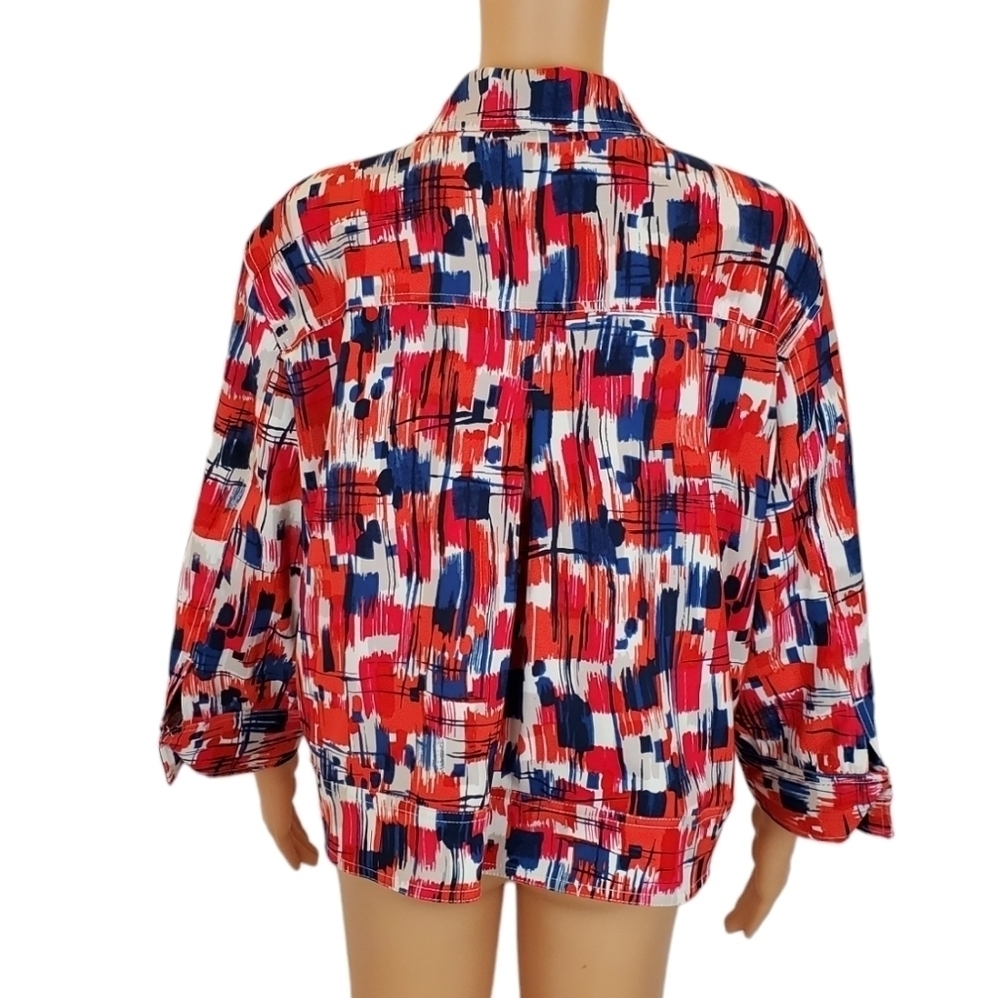 Ruby Rd Multi Color 3/4 Sleeve Button Down Jacket - image 4